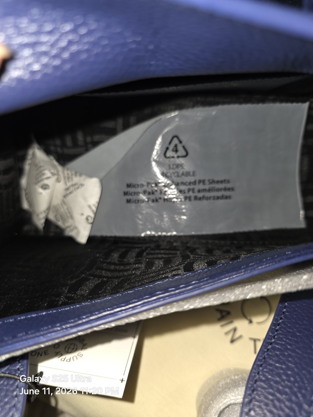 MSCHF Navy Blue Leather Handbag with Shoulder Strap and Dust Bag. MFRP:$650 - Picture 8 of 10